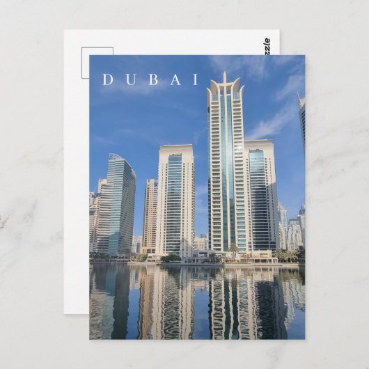 Briefkaart bespiegeling Dubai gebouwen (Voorkant / Achterkant)