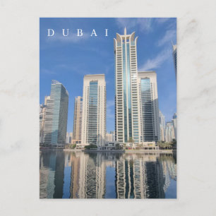 Briefkaart bespiegeling Dubai gebouwen