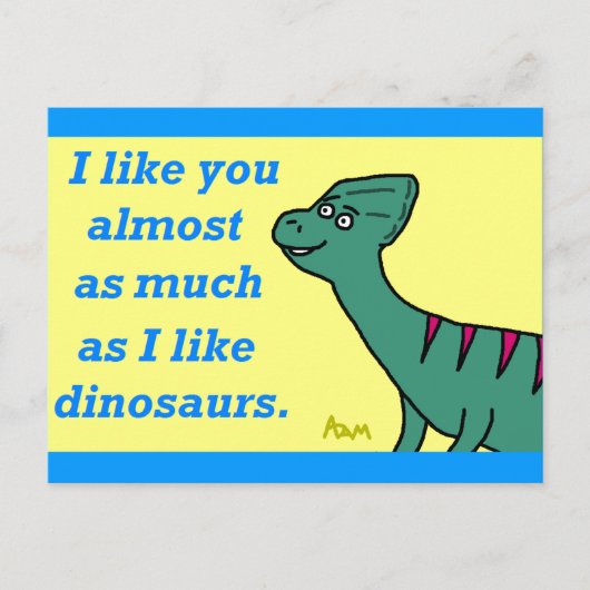 briefkaart "Bijna net zo veel als dinosaurussen" (Voorkant)