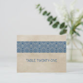 Briefkaart blauw Rustisch tabelnummer (Staand voorkant)