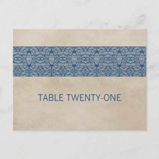 Briefkaart blauw Rustisch tabelnummer (Voorkant)