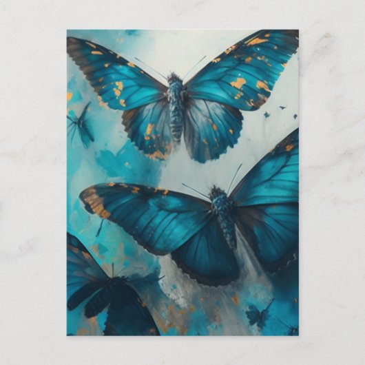 Briefkaart Blauwe Butterflies (Voorkant)