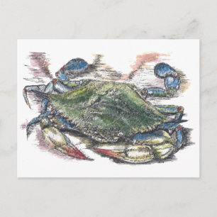 Briefkaart blauwe krab