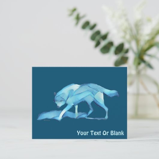 Briefkaart Blauwe Wolf (Staand voorkant)