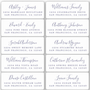 Briefkaart Blue Calligraphy Guest Adresetiketten Sticker
