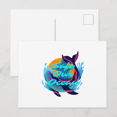 Briefkaart Blue Minimalist beschermt onze oceaan (Voorkant / Achterkant)