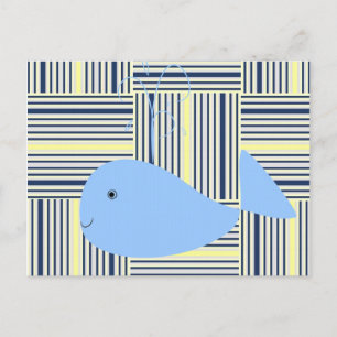 Briefkaart Blue Whale Yellow Blue Stripe