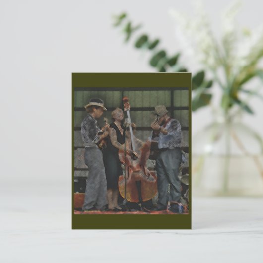 Briefkaart Bluegrass Trio (Staand voorkant)