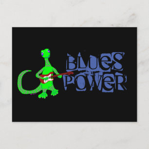 Briefkaart Bluetooth Power Lizard Guitar Player
