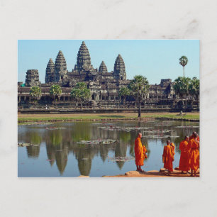 Briefkaart boeddhisten in Angkor Wat, Cambodja