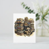 Briefkaart boekarcheoloog (Staand voorkant)