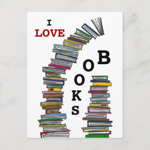 Briefkaart boekenstapels