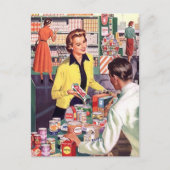 Briefkaart  boodschappenwinkelen zakelijke pc (Voorkant)