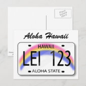 Briefkaart bord van Aloha Hawaii-licentie (Voorkant / Achterkant)