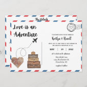 Briefkaart bruiloft uitnodiging - Bestemming bruil (Voorkant / Achterkant)