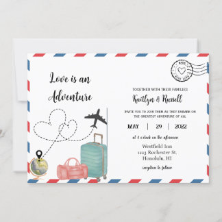 Briefkaart bruiloft uitnodiging - Bestemming bruil