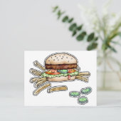 Briefkaart BURGER en FRIES (Staand voorkant)
