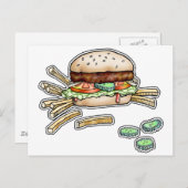 Briefkaart BURGER en FRIES (Voorkant / Achterkant)