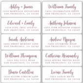 Briefkaart Burgundy Calligraphy Guest Adresetikett Sticker (Voorkant)