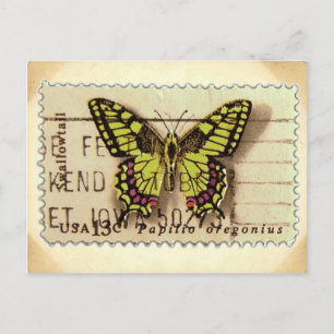 Briefkaart  Butterfly Stamp