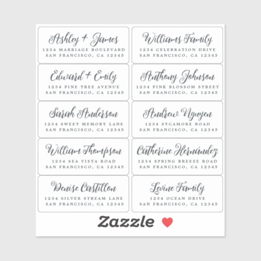 Briefkaart Calligrafie Weddenschap Adresetiketten Sticker (Vel)