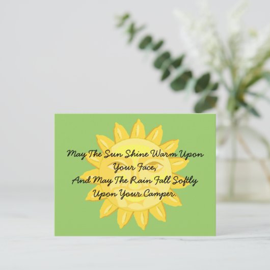 Briefkaart Camping Friends Greeting RV park Camper (Staand voorkant)