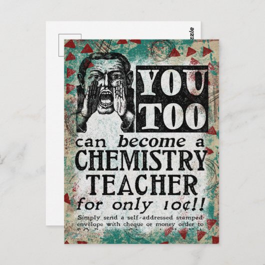 Briefkaart chemieonderwijzer - Funny Retro (Voorkant / Achterkant)