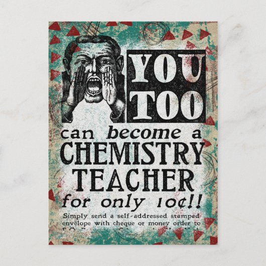 Briefkaart chemieonderwijzer - Funny  Retro (Voorkant)