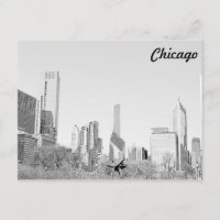 Briefkaart Chicago Stencil Skyline