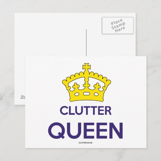 briefkaart "Clutter Queen" (Voorkant / Achterkant)