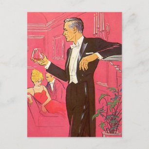 Briefkaart  cocktail Party Open House Brandy