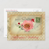  Briefkaart Collage Rozen en Cupid (Voorkant / Achterkant)