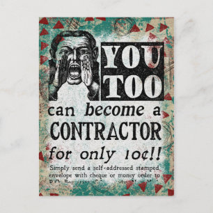 Briefkaart contractant — Funny Retro