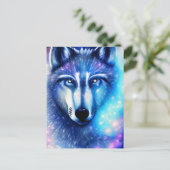 Briefkaart Cosmic Wolf (Staand voorkant)