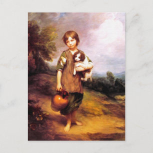 Briefkaart: Cottage Meisje met Hond en Pitcher Briefkaart
