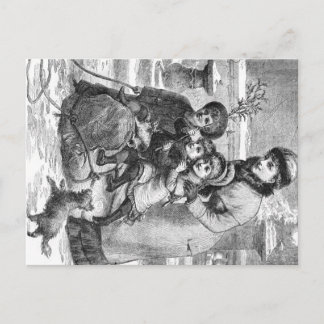 Briefkaart - de Familie van de Scène van de Winter