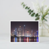 Briefkaart - Dubai Skyline - nachts (Staand voorkant)