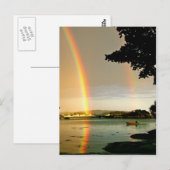 Briefkaart dubbele regenboog boven water (Voorkant / Achterkant)