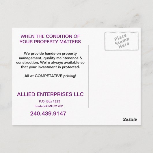 Briefkaart Eigendomsbeheer (Achterkant)