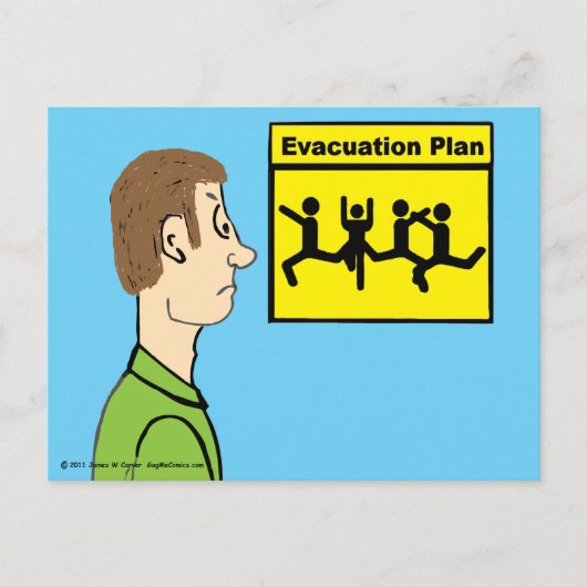 Briefkaart evacuatieplan (Voorkant)