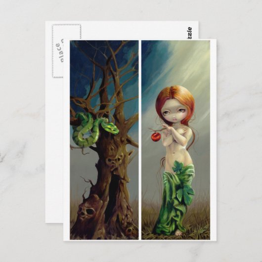 briefkaart "Eve and the Tree of Knowledge" (Voorkant / Achterkant)