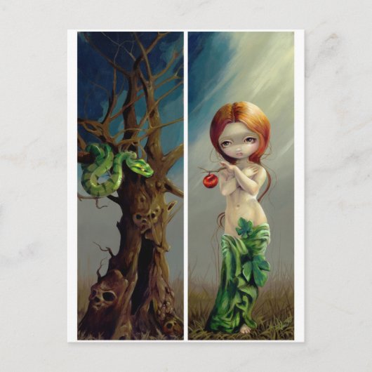 briefkaart "Eve and the Tree of Knowledge" (Voorkant)
