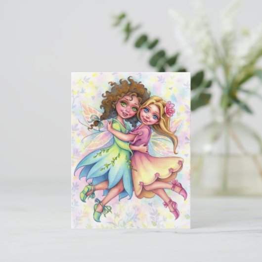 Briefkaart Fairy Besties (Staand voorkant)