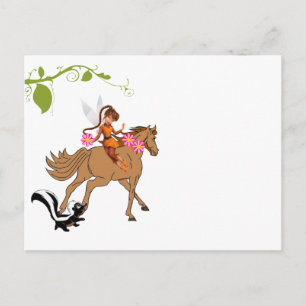 Briefkaart Fairy Paard Skunk Floral