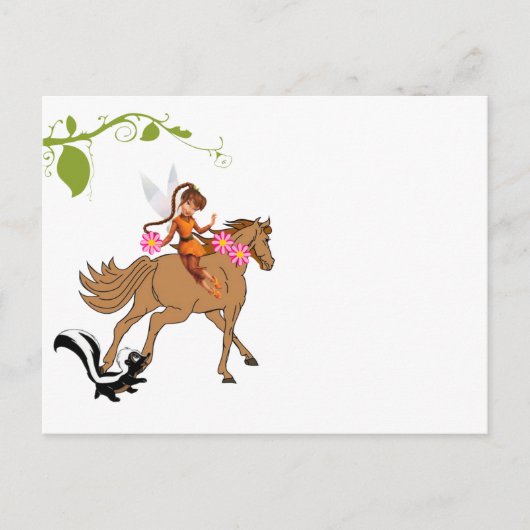 Briefkaart Fairy Paard Skunk Floral (Voorkant)