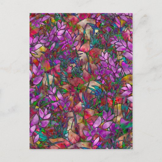 Briefkaart Floral Abstract Glas in lood (Voorkant)