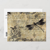 Briefkaart - Franse Cherub Dragonfly (Voorkant / Achterkant)