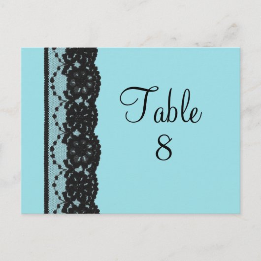 Briefkaart Franse Lace Table Numer (turquoise) (Voorkant)