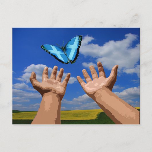 Briefkaart Free Scotland Butterfly (Voorkant)