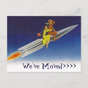 Briefkaart Fun Retro We hebben verplaatst New Addr